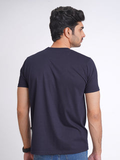 Navy Blue Plain Half Sleeves Men’s Round Neck T-Shirt (TEE-165)