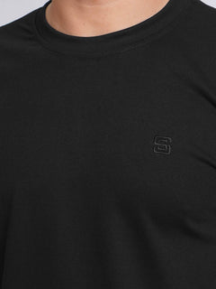 Black Plain Half Sleeves Men’s Round Neck T-Shirt (TEE-168)