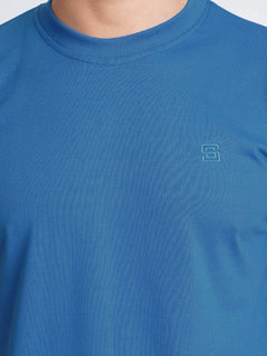 Blue Self Half Sleeves Men’s Round Neck T-Shirt (TEE-172)