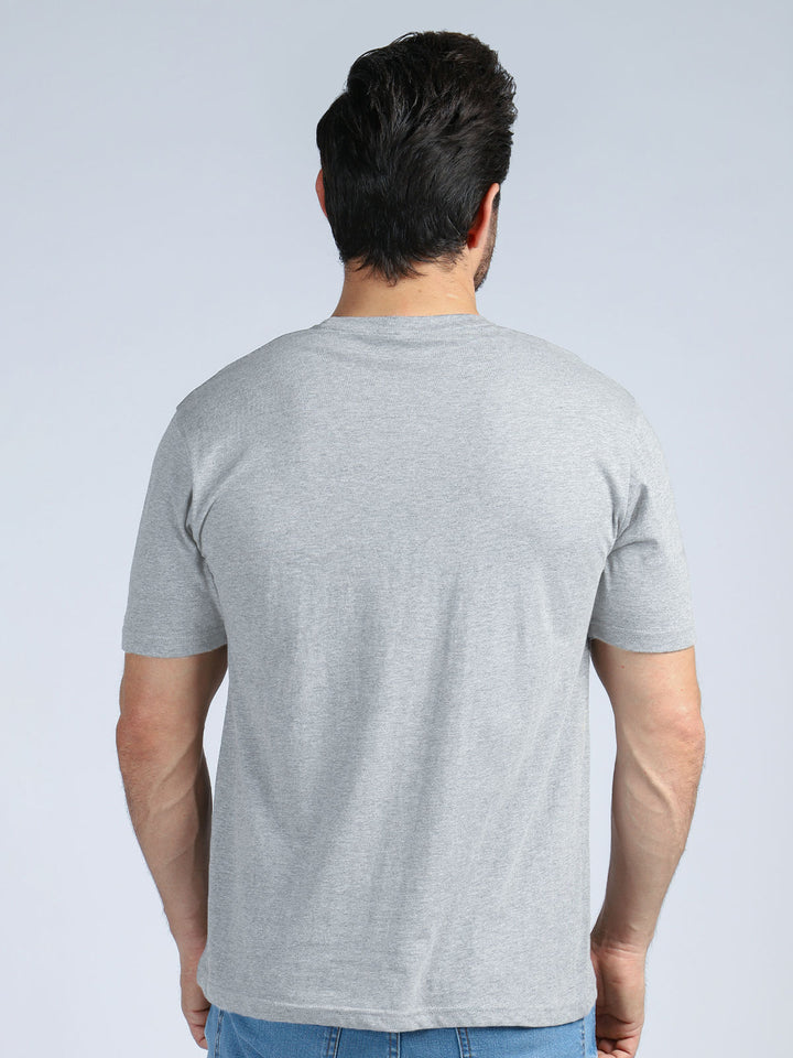 Light Grey Self Half Sleeves Men’s Round Neck T-Shirt (TEE-177)