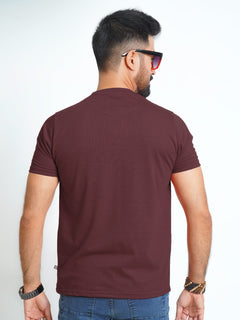 Maroon Half Sleeves Men’s Round Neck T-Shirt (TEE-179)