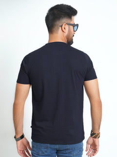 Navy Blue Plain Half Sleeves Men’s Round Neck T-Shirt (TEE-187)