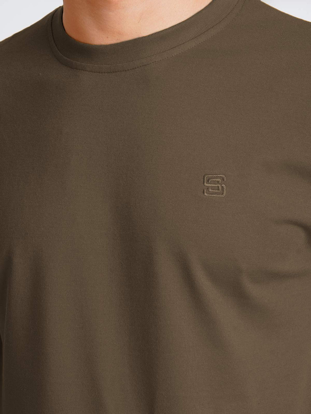 Brown Plain Half Sleeves Men’s Round Neck T-Shirt (TEE-190)