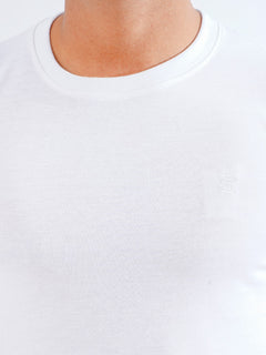 White Plain Half Sleeves Men’s Round Neck T-Shirt (TEE-196)