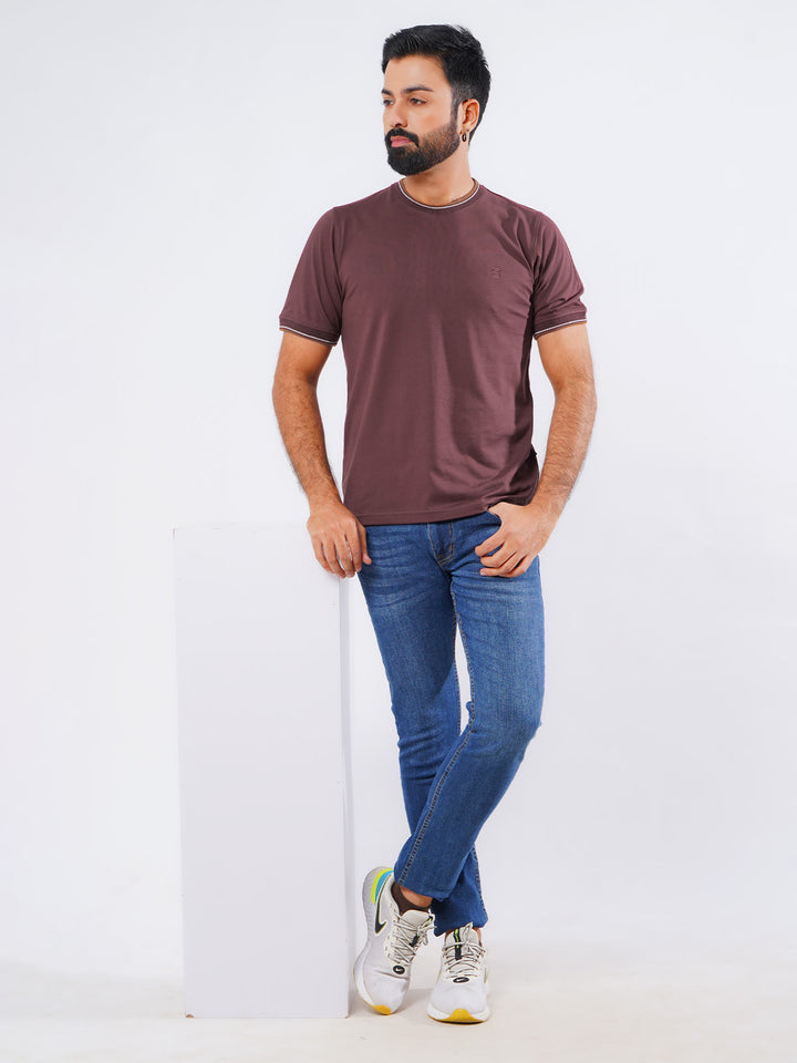 Maroon Half Sleeves Men’s Round Neck T-Shirt (TEE-200)