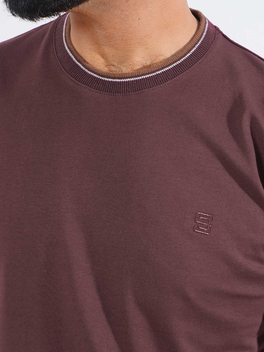 Maroon Half Sleeves Men’s Round Neck T-Shirt (TEE-200)