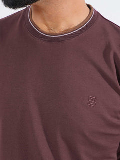 Maroon Half Sleeves Men’s Round Neck T-Shirt (TEE-200)