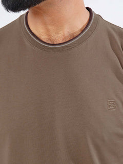 Brown Half Sleeves Men’s Round Neck T-Shirt (TEE-201)