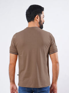 Brown Half Sleeves Men’s Round Neck T-Shirt (TEE-201)