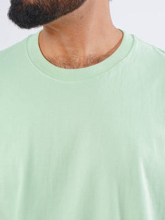 Sea Green Oversized Men’s Round Neck T-Shirt (TEE-207)