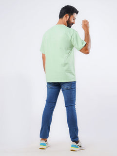 Sea Green Oversized Men’s Round Neck T-Shirt (TEE-207)