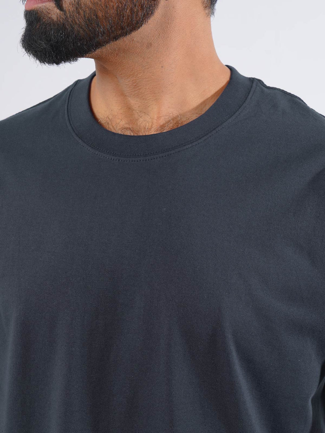 Navy Blue Oversized Men’s Round Neck T-Shirt (TEE-208)