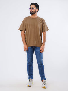 Dark Brown Oversized Men’s Round Neck T-Shirt (TEE-209)