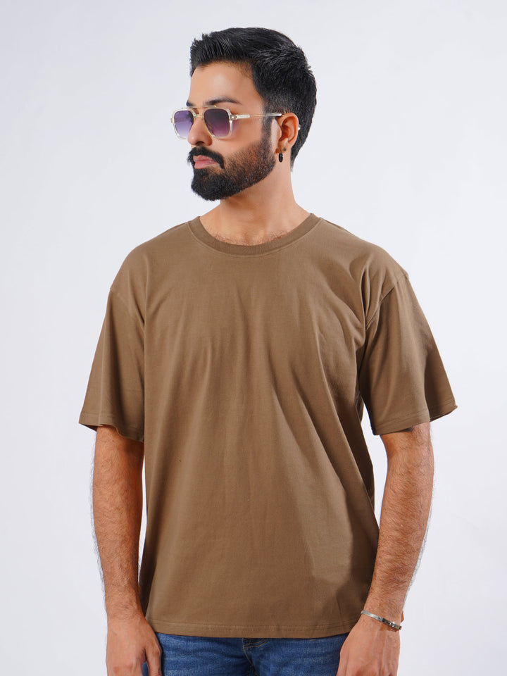 Dark Brown Oversized Men’s Round Neck T-Shirt (TEE-209)