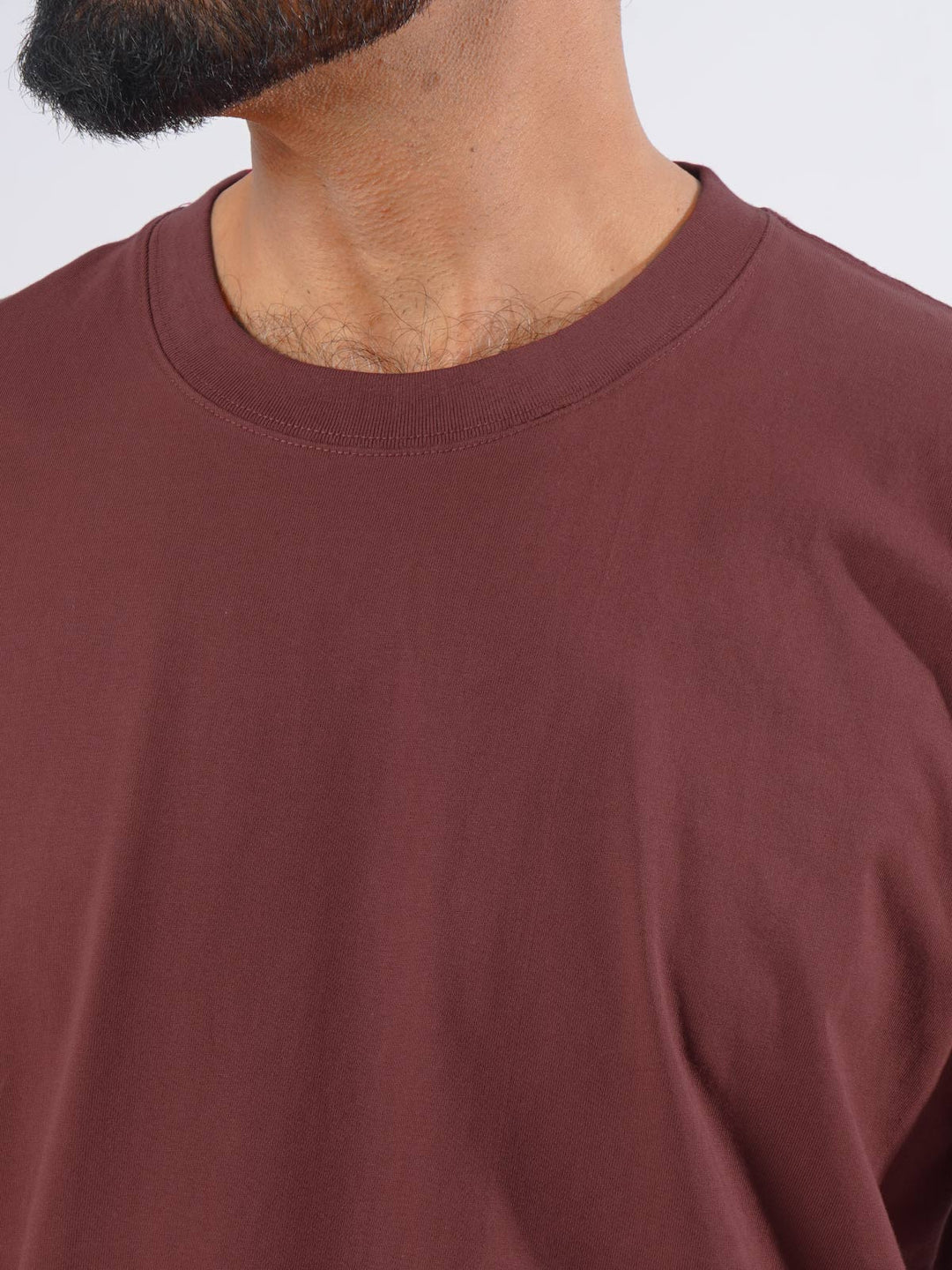 Maroon Oversized Men’s Round Neck T-Shirt (TEE-210)