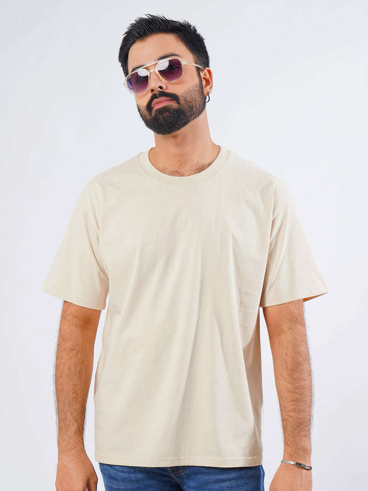 Light Fawn Oversized Men’s Round Neck T-Shirt (TEE-211)