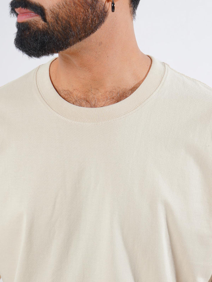 Light Fawn Oversized Men’s Round Neck T-Shirt (TEE-211)