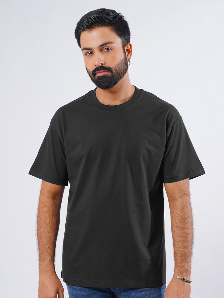 Black Oversized Men’s Round Neck T-Shirt (TEE-212)