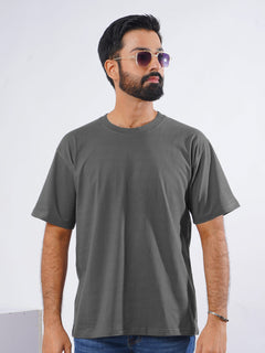 Dark Grey Oversized Men’s Round Neck T-Shirt (TEE-213)