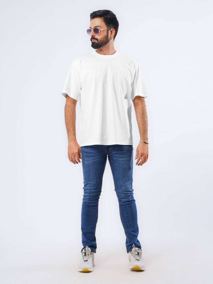 White Oversized Men’s Round Neck T-Shirt (TEE-214)