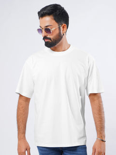 White Oversized Men’s Round Neck T-Shirt (TEE-214)