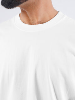 White Oversized Men’s Round Neck T-Shirt (TEE-214)