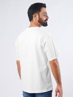 White Oversized Men’s Round Neck T-Shirt (TEE-214)