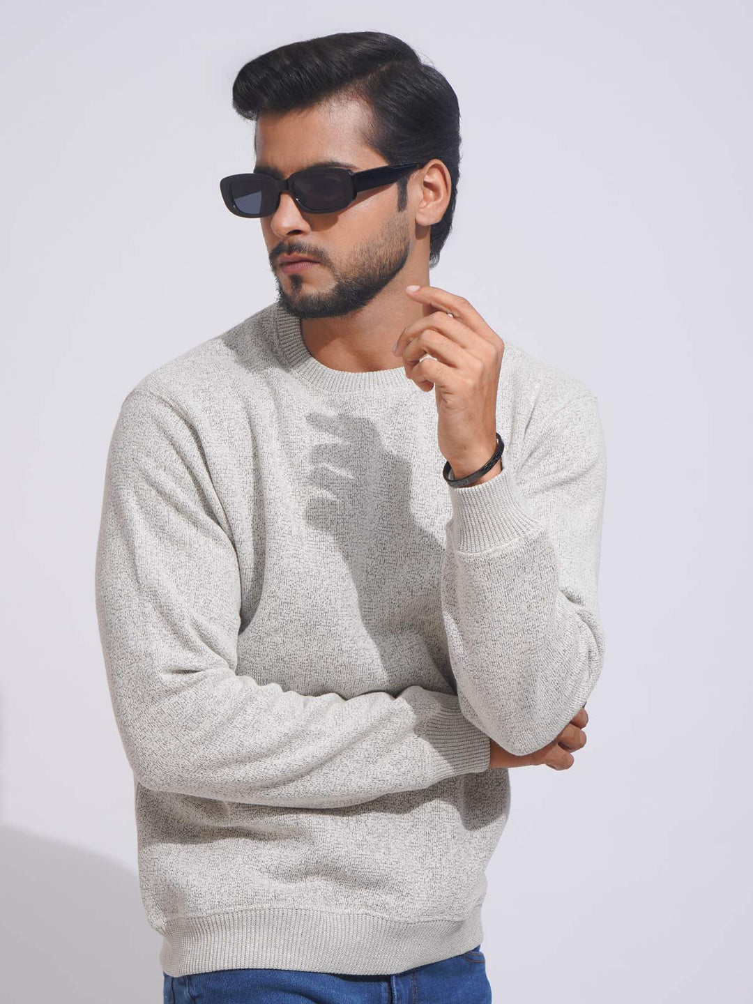 White Men’s Fleece Sweat Shirt (TEE-221)