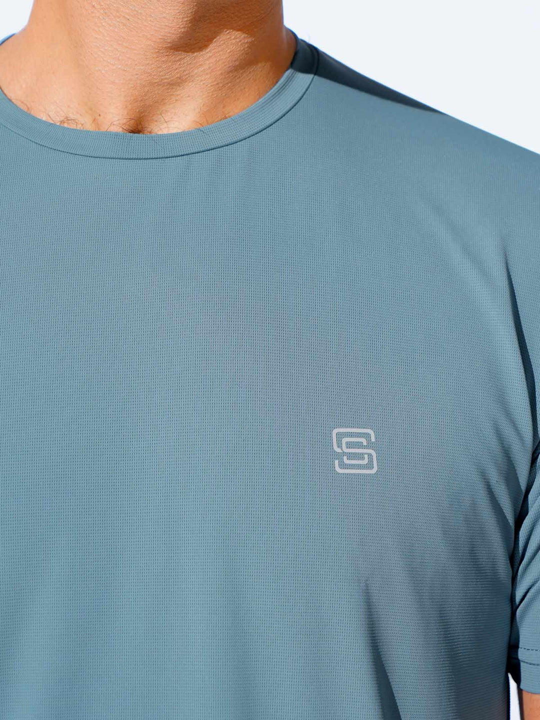 Light Teal Self Premium Dry Fit Crew Neck T-Shirt (TEE-234)