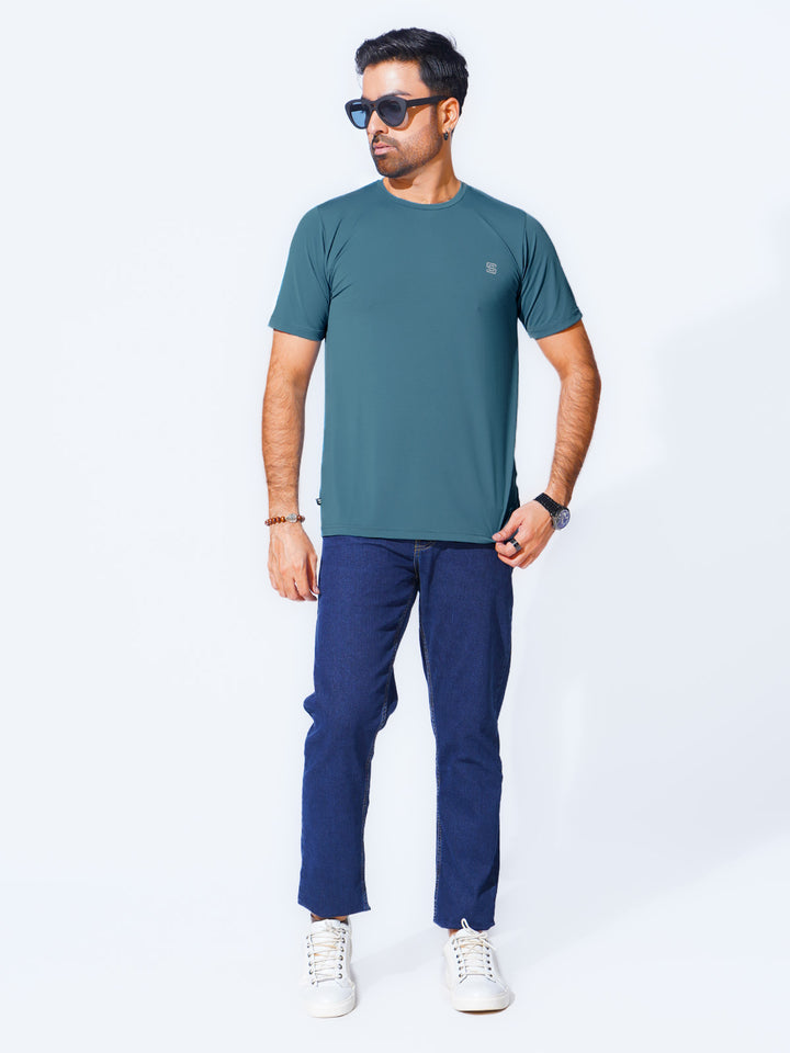 Teal Self Premium Dry Fit Crew Neck T-Shirt (TEE-235)