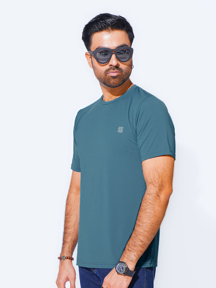 Teal Self Premium Dry Fit Crew Neck T-Shirt (TEE-235)