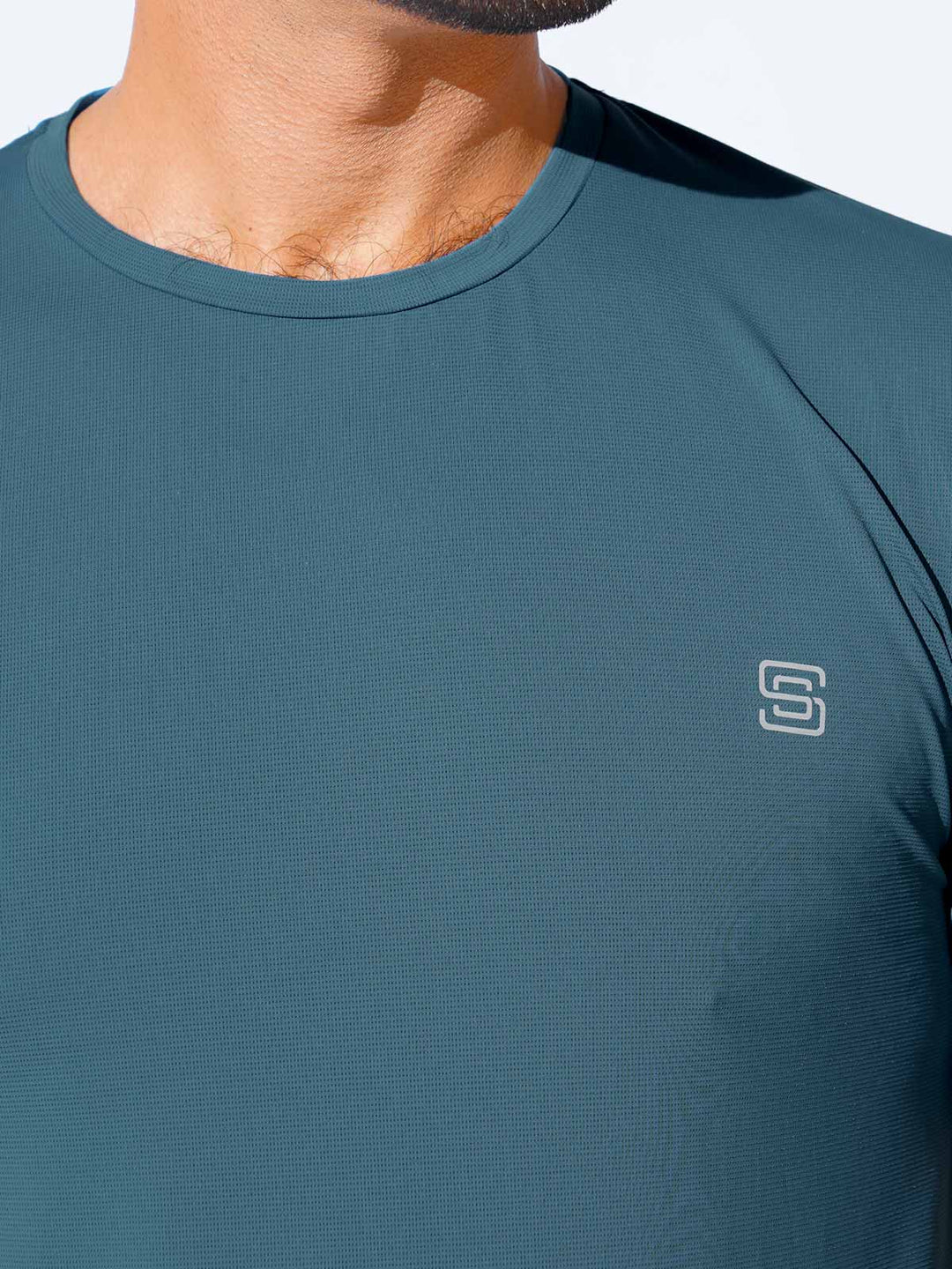 Teal Self Premium Dry Fit Crew Neck T-Shirt (TEE-235)