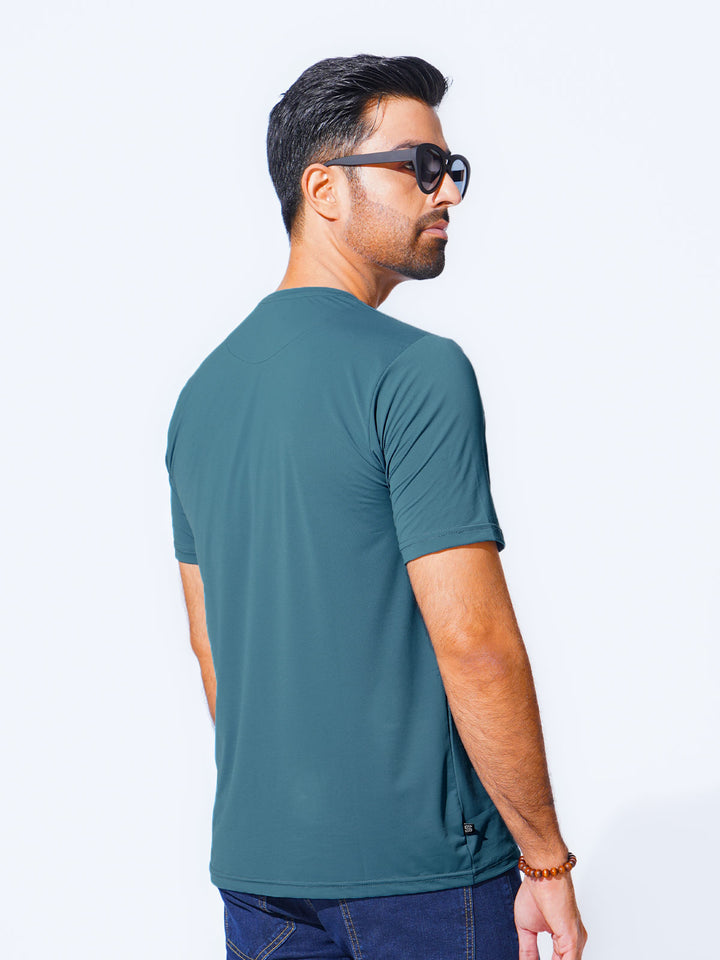 Teal Self Premium Dry Fit Crew Neck T-Shirt (TEE-235)