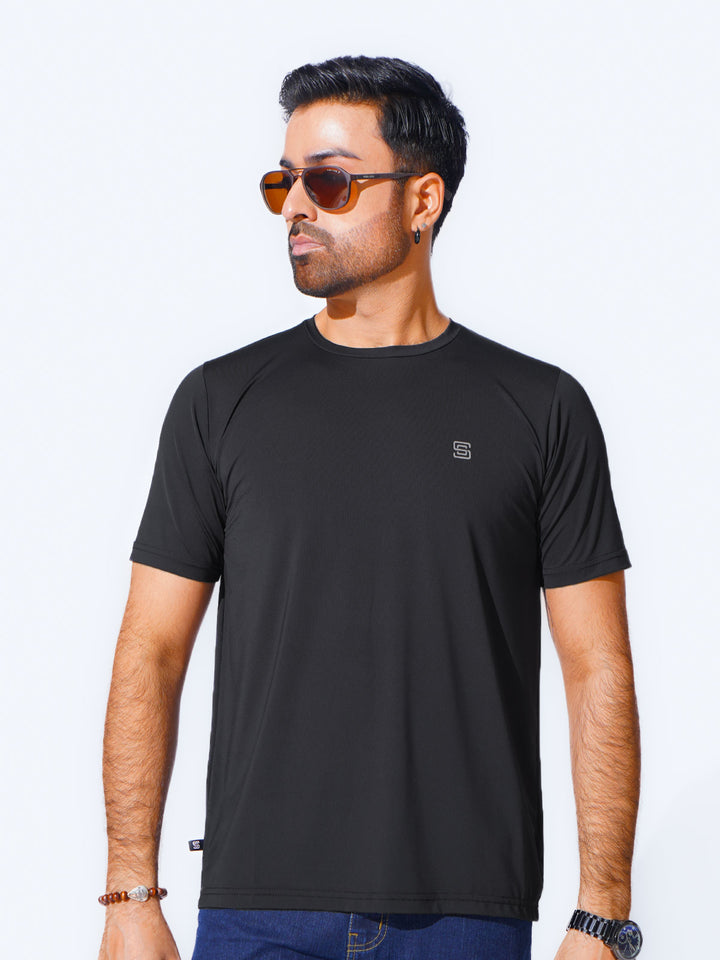 Black Self Premium Dry Fit Crew Neck T-Shirt (TEE-236)