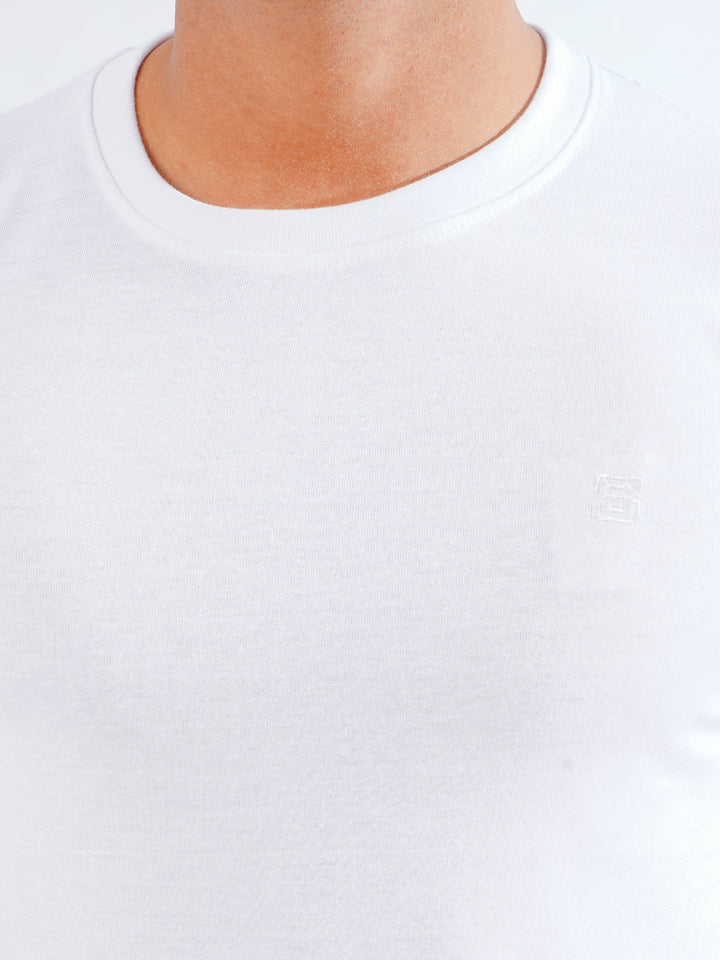 White Half Sleeves Men’s Round Neck T-Shirt (TEE-241)