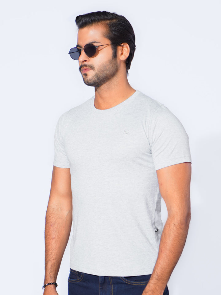 Light Grey Half Sleeves Men’s Round Neck T-Shirt (TEE-248)