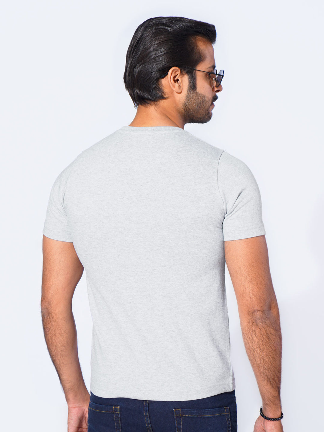 Light Grey Half Sleeves Men’s Round Neck T-Shirt (TEE-248)