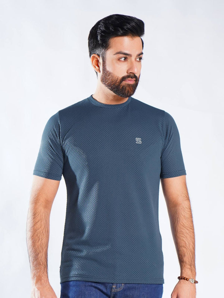 Teal Self Premium Dry Fit Crew Neck T-Shirt (TEE-251)