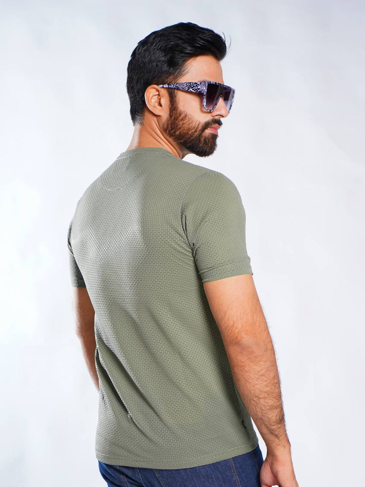 Light Green Self Premium Dry Fit Crew Neck T-Shirt (TEE-254)