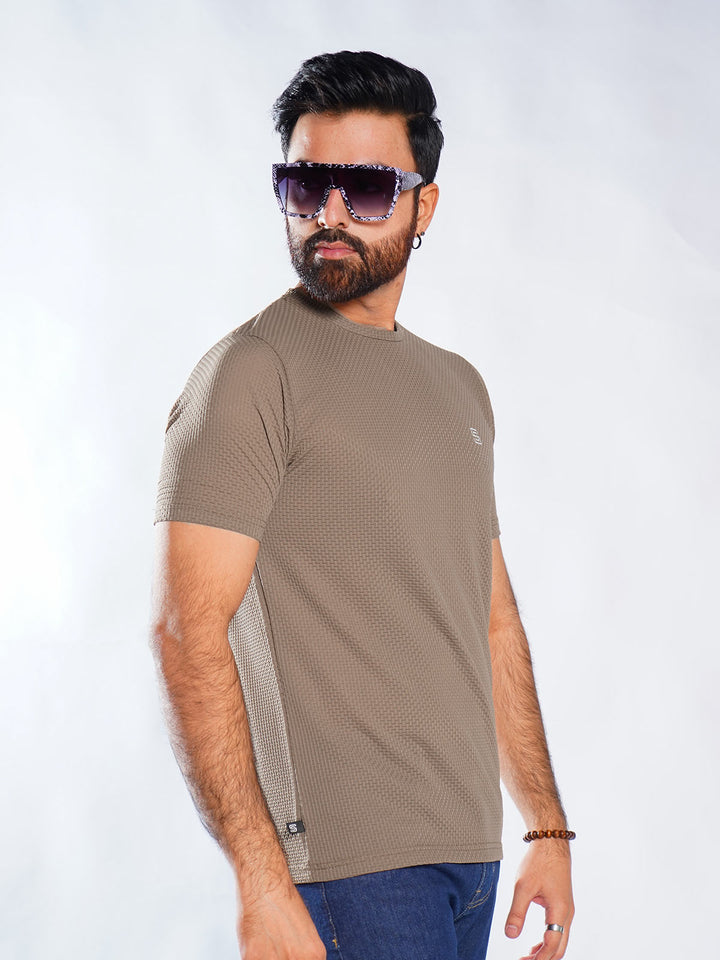 Brown Self Premium Dry Fit Crew Neck T-Shirt (TEE-255)