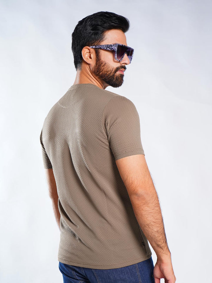 Brown Self Premium Dry Fit Crew Neck T-Shirt (TEE-255)