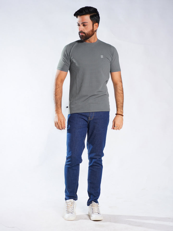 Light Grey Self Premium Dry Fit Crew Neck T-Shirt (TEE-256)