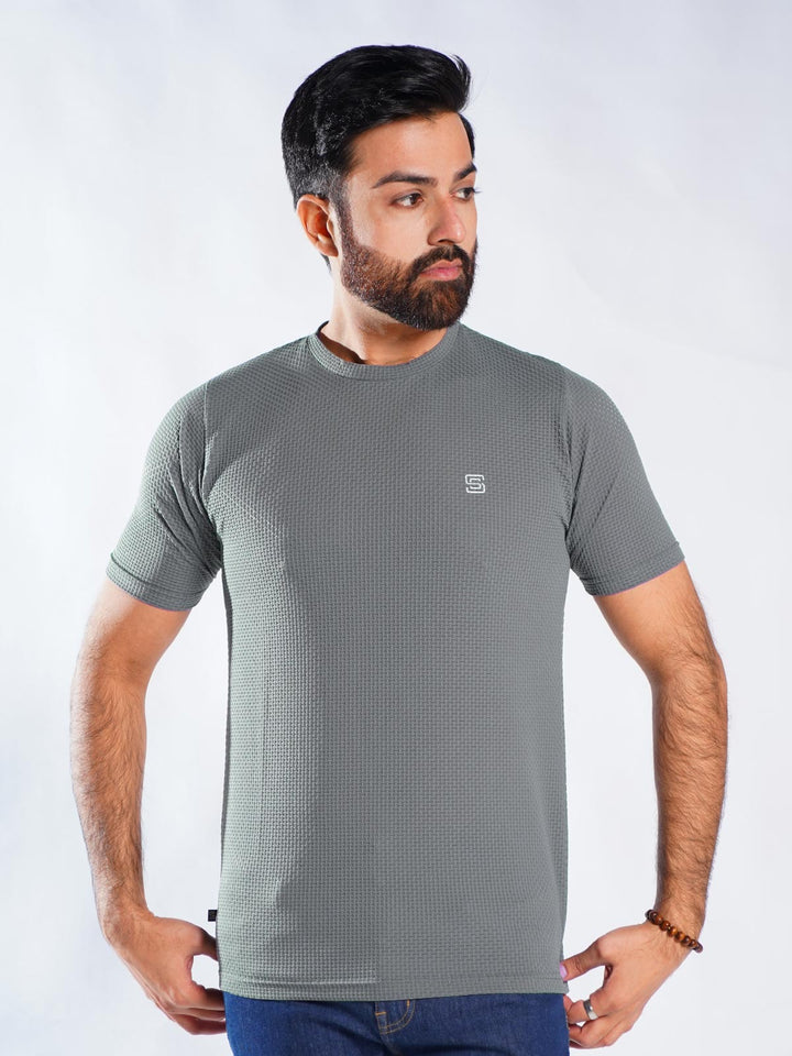 Light Grey Self Premium Dry Fit Crew Neck T-Shirt (TEE-256)