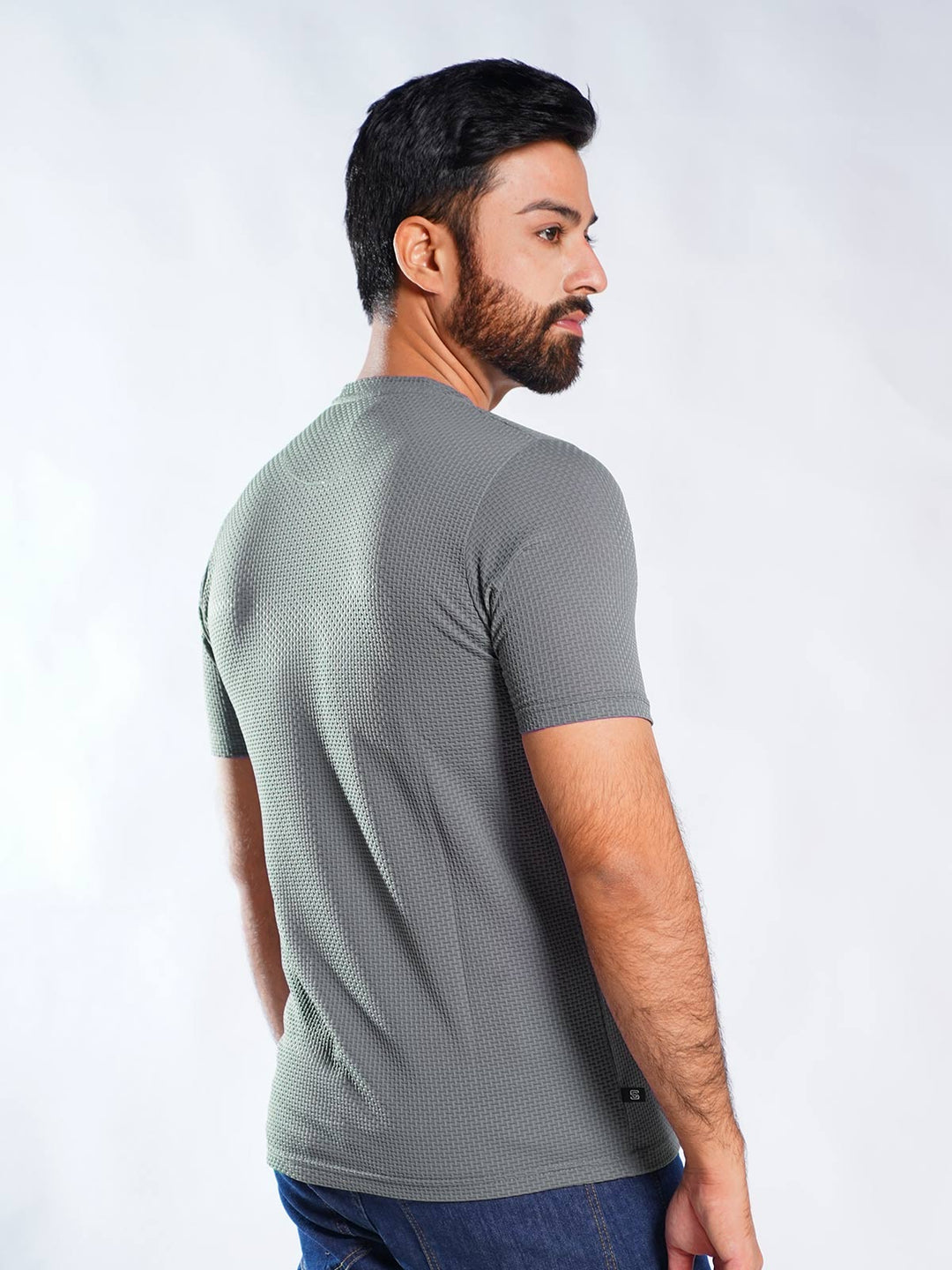 Light Grey Self Premium Dry Fit Crew Neck T-Shirt (TEE-256)