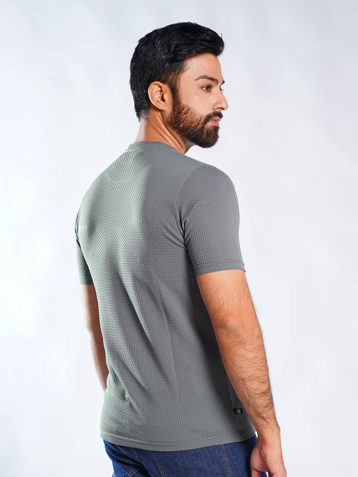 Light Grey Self Premium Dry Fit Crew Neck T-Shirt (TEE-256)