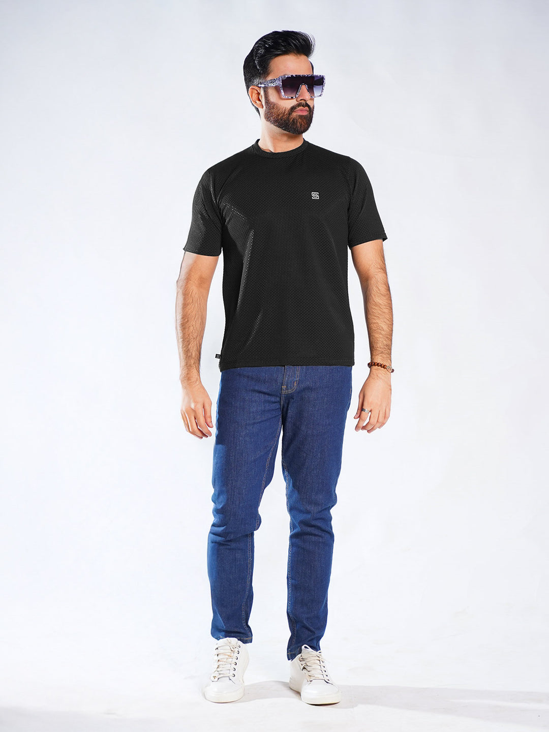 Black Self Premium Dry Fit Crew Neck T-Shirt (TEE-257)