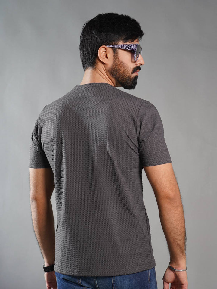 Dark Grey Self Premium Dry Fit Crew Neck T-Shirt (TEE-263)