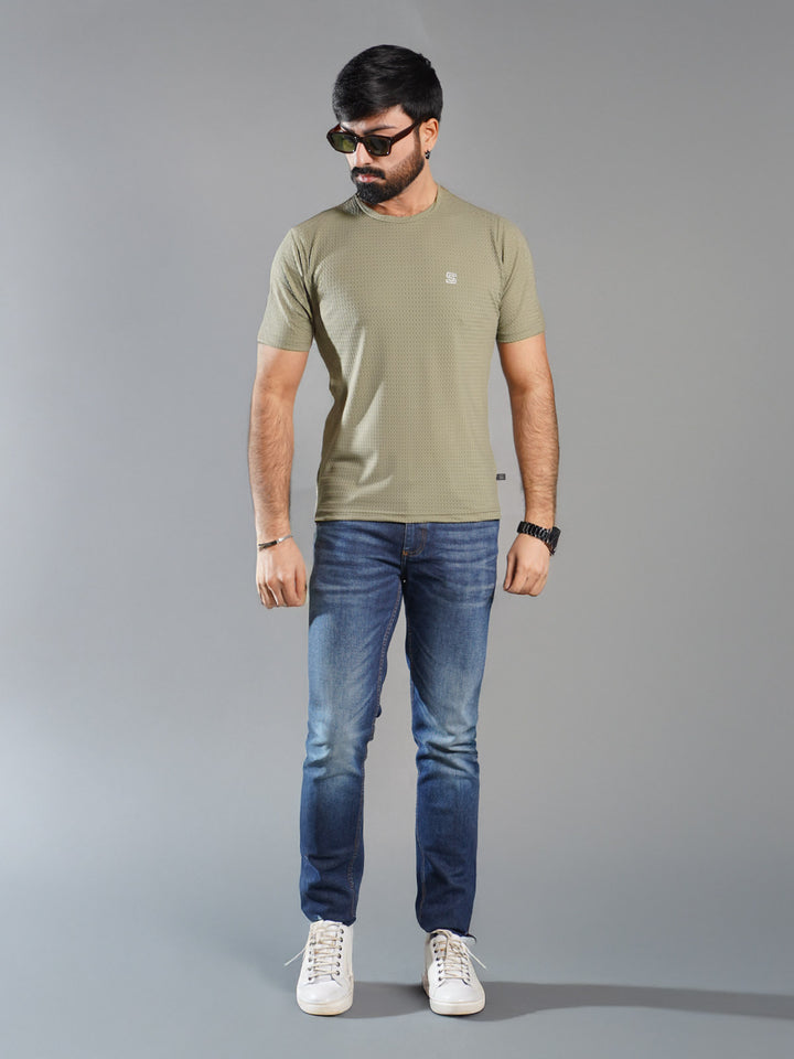 Light Green Self Premium Dry Fit Crew Neck T-Shirt (TEE-264)