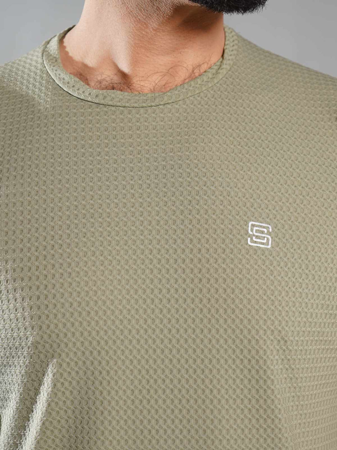 Light Green Self Premium Dry Fit Crew Neck T-Shirt (TEE-264)