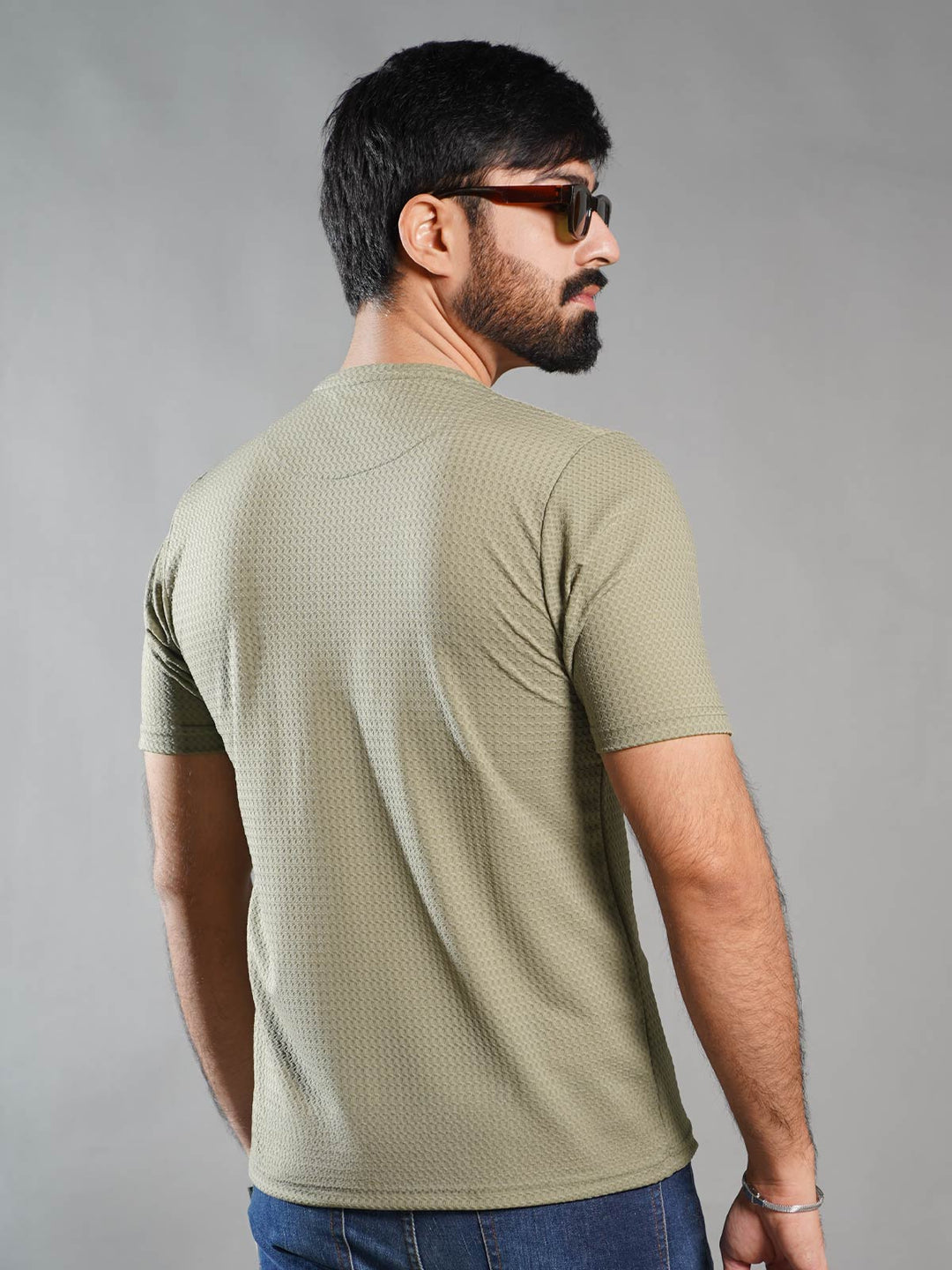 Light Green Self Premium Dry Fit Crew Neck T-Shirt (TEE-264)